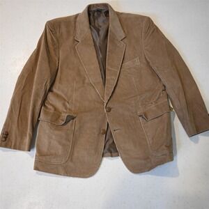 Vtg Mens 46R Khaki Wide Wale Corduroy Mens Blazer Suit Jacket Sport Coat